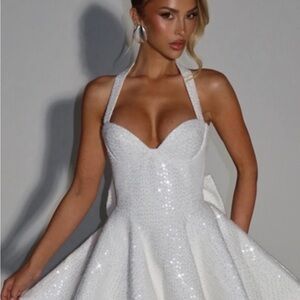 Strapless White Sequin Dress